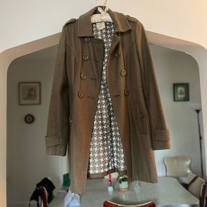 Tulle Army Green Double Breasted Wool Blend Peacoat XS